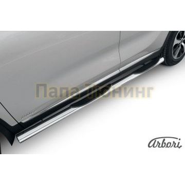 Пороги труба с накладками 76 мм Slitkoff для Kia Sorento 2015-