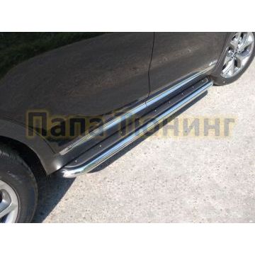 Пороги с площадкой нержавеющий лист 60,3 мм ТСС для Kia Sorento Prime 2018-
