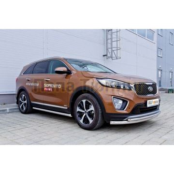 Пороги труба 60 мм ALFeco для Kia Sorento Prime 2015-2017