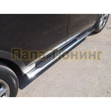 Пороги труба овальная с накладками 120х60 мм ТСС для Kia Sorento Prime 2018-