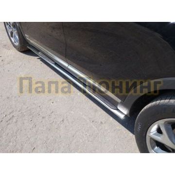 Пороги труба овальная с накладками 75х42 мм ТСС для Kia Sorento Prime 2018- Пороги труба овальная с накладками 75х42 мм ТСС для Kia Sorento Prime 2018-