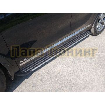 Пороги алюминиевые Slim Line Silver ТСС для Kia Sorento Prime 2018- Пороги алюминиевые Slim Line Silver ТСС для Kia Sorento Prime 2018-