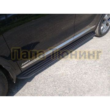 Пороги алюминиевые Slim Line Black ТСС для Kia Sorento Prime 2018- Пороги алюминиевые Slim Line Black ТСС для Kia Sorento Prime 2018-