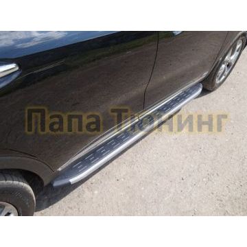 Пороги алюминиевые ТСС с накладкой серые для Kia Sorento Prime 2018- Пороги алюминиевые ТСС с накладкой серые для Kia Sorento Prime 2018-
