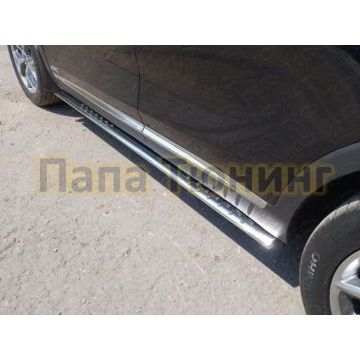 Пороги труба овальная с проступью 75х42 мм ТСС для Kia Sorento Prime 2015-2017 Пороги труба овальная с проступью 75х42 мм ТСС для Kia Sorento Prime 2015-2017