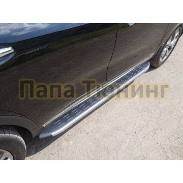 Пороги алюминиевые ТСС с накладкой серые для Kia Sorento Prime 2015-2017 Пороги алюминиевые ТСС с накладкой серые для Kia Sorento Prime 2015-2017