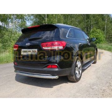 Защита заднего бампера длинная 60 мм ТСС для Kia Sorento Prime 2015-2017 Защита заднего бампера длинная 60 мм ТСС для Kia Sorento Prime 2015-2017