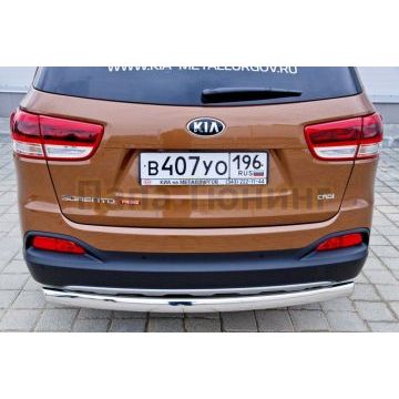 Защита заднего бампера овальная 75х42 мм РусСталь для Kia Sorento Prime 2015-2017