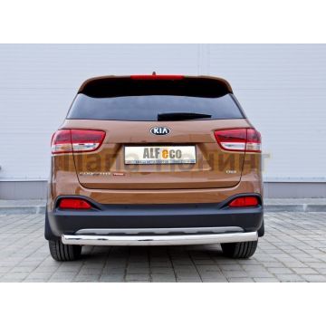 Защита заднего бампера овальная 75х42 мм ALFeco для Kia Sorento Prime 2015-2017