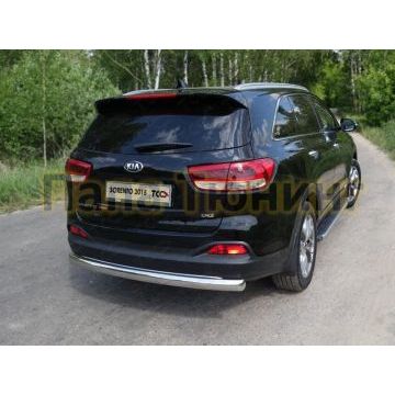 Защита заднего бампера овальная длинная 75-42 мм ТСС для Kia Sorento Prime 2015-2017 Защита заднего бампера овальная длинная 75-42 мм ТСС для Kia Sorento Prime 2015-2017
