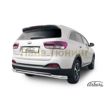 Защита заднего бампера двойная длинная 57-42 мм Slitkoff для Kia Sorento Prime 2015-2017 Защита заднего бампера двойная длинная 57-42 мм Slitkoff для Kia Sorento Prime 2015-2017