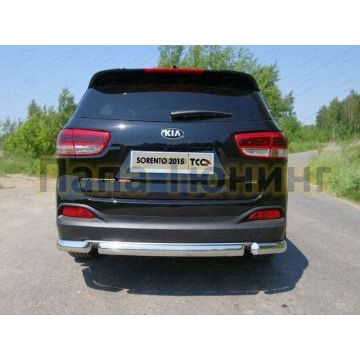 Защита заднего бампера овальная короткая 75-42 мм ТСС для Kia Sorento Prime 2015-2017 Защита заднего бампера овальная короткая 75-42 мм ТСС для Kia Sorento Prime 2015-2017
