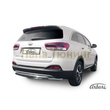 Защита заднего бампера двойная радиусная 57-42 мм Slitkoff для Kia Sorento Prime 2015-2017 Защита заднего бампера двойная радиусная 57-42 мм Slitkoff для Kia Sorento Prime 2015-2017