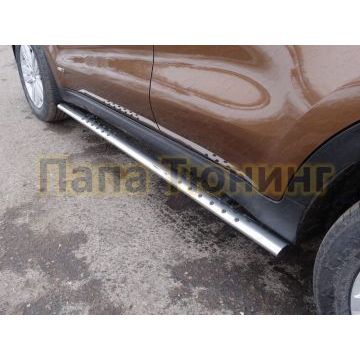 Пороги труба овальная с проступью 75х42 мм для Kia Sportage 2018-2021 Пороги труба овальная с проступью 75х42 мм для Kia Sportage 2018-2021