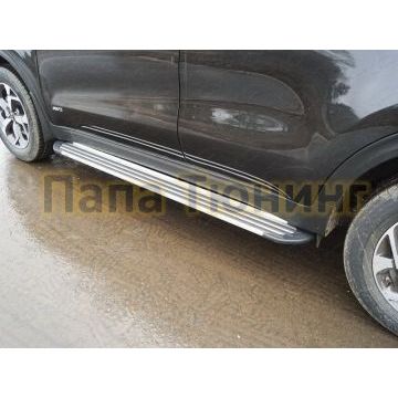 Пороги алюминиевые Slim Line Silver для Kia Sportage 2018-2021 Пороги алюминиевые Slim Line Silver для Kia Sportage 2018-2021