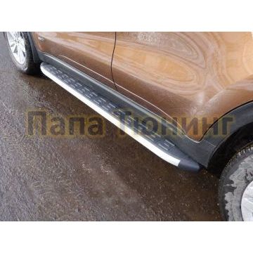 Пороги алюминиевые ТСС с накладкой для Kia Sportage 2018-2021 Пороги алюминиевые ТСС с накладкой для Kia Sportage 2018-2021