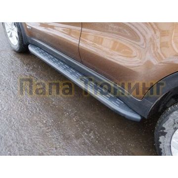 Пороги алюминиевые ТСС с накладкой чёрные для Kia Sportage 2018-2021 Пороги алюминиевые ТСС с накладкой чёрные для Kia Sportage 2018-2021