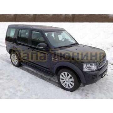 Пороги алюминиевые ТСС с накладкой чёрные для Land Rover Discovery 4 2009-2016 Пороги алюминиевые ТСС с накладкой чёрные для Land Rover Discovery 4 2009-2016