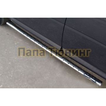 Пороги труба овальная с проступью 75х42 мм РусСталь для Land Rover Freelander 2 2012-2014