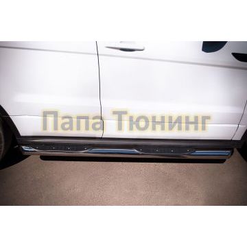 Пороги труба d76 с накладками вариант 1 РусСталь для Land Rover Evoque 2011-