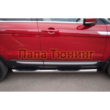 Пороги труба d76 с накладками вариант 1 РусСталь для Land Rover Evoque 2011-