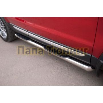 Пороги труба d76 с накладками вариант 1 РусСталь для Land Rover Evoque 2011-