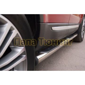 Пороги труба d76 с накладками вариант 2 РусСталь для Land Rover Evoque 2011-