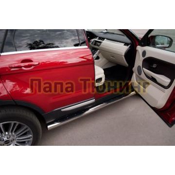 Пороги труба d76 с накладками вариант 3 РусСталь для Land Rover Evoque 2011-