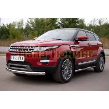 Пороги труба d76 с накладками вариант 3 РусСталь для Land Rover Evoque 2011-