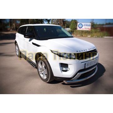 Пороги труба d76 с накладками вариант 3 РусСталь для Land Rover Evoque 2011-