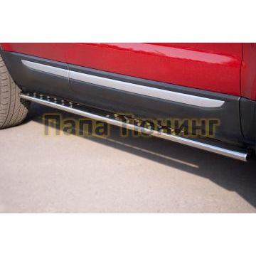 Пороги труба овальная с проступью 75х42 мм РусСталь для Land Rover Evoque 2011-