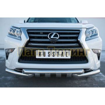 Защита передняя двойная с клыками 76-d76 РусСталь для Lexus GX-460 2014-