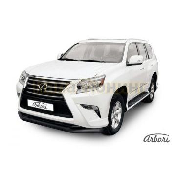 Защита передняя чёрная сталь двойная 76-57 мм Slitkoff для Lexus GX-460 2014-