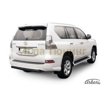 Защита заднего бампера чёрная сталь 76 мм Slitkoff для Lexus GX-460 2014-