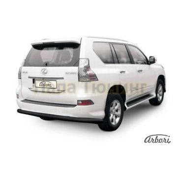 Защита заднего бампера чёрная сталь радиусная 76 мм Slitkoff для Lexus GX-460 2014-