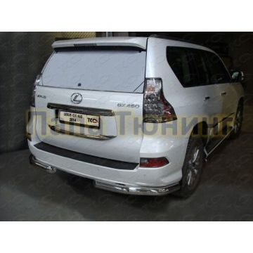 Защита заднего бампера уголки 76 мм ТСС для Lexus GX-460 2014-