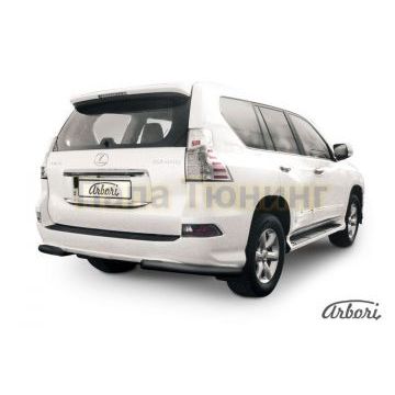 Защита задняя уголки чёрная сталь 76 мм Slitkoff для Lexus GX-460 2014-