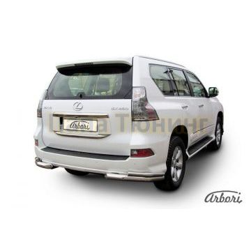 Защита задняя двойные уголки 76-42 мм Slitkoff для Lexus GX-460 2014-