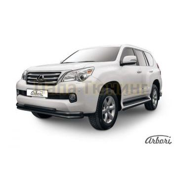 Защита передняя чёрная сталь тройная 57-57-42 мм Slitkoff для Lexus GX-460 2010-2013