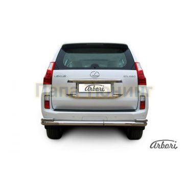 Защита заднего бампера двойная 76-42 мм Slitkoff для Lexus GX-460 2010-2013