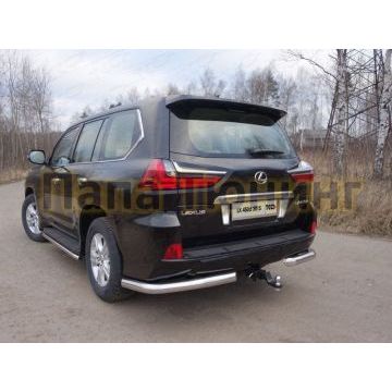 Защита задняя уголки 76 мм ТСС для Lexus LX-570/450d 2015-