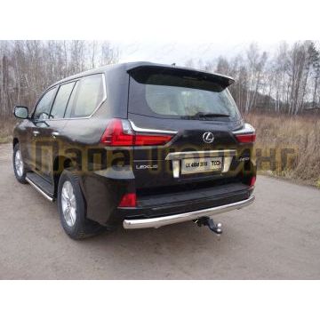 Защита заднего бампера овальная 75х42 мм ТСС для Lexus LX-570/450d 2015-