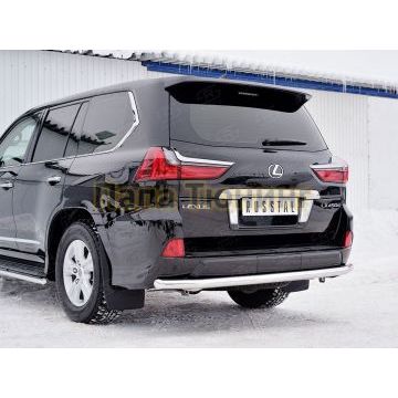 Защита заднего бампера d57 секции РусСталь для Lexus LX-570/450d 2015-