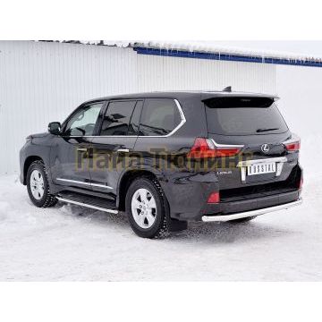 Защита заднего бампера d57 секции РусСталь для Lexus LX-570/450d 2015-
