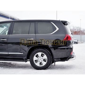 Защита заднего бампера d76 секции РусСталь для Lexus LX-570/450d 2015-