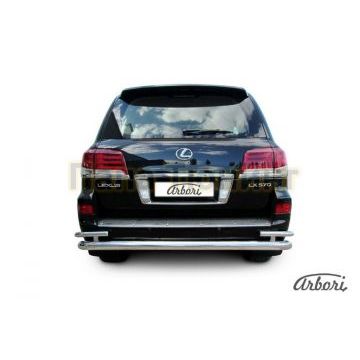 Защита заднего бампера двойная 76-42 мм Slitkoff для Lexus LX-570 2012-