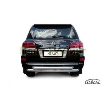 Защита заднего бампера двойная радиусная 76-76 мм Slitkoff для Lexus LX-570 2012-