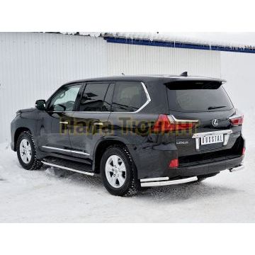 Защита задняя двойные уголки d57-d42 РусСталь для Lexus LX-570/450d 2015-