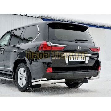 Защита задняя двойные уголки d57-d42 РусСталь для Lexus LX-570/450d 2015-