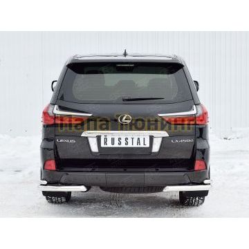 Защита задняя двойные уголки d57-d42 РусСталь для Lexus LX-570/450d 2015-